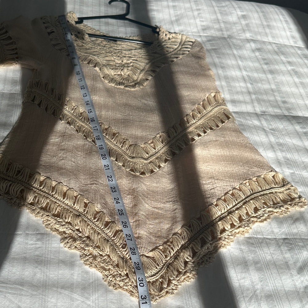 Rue21 Cream Tan Crochet Knit Boho Cover Up Top Size Small - Picture 6 of 6